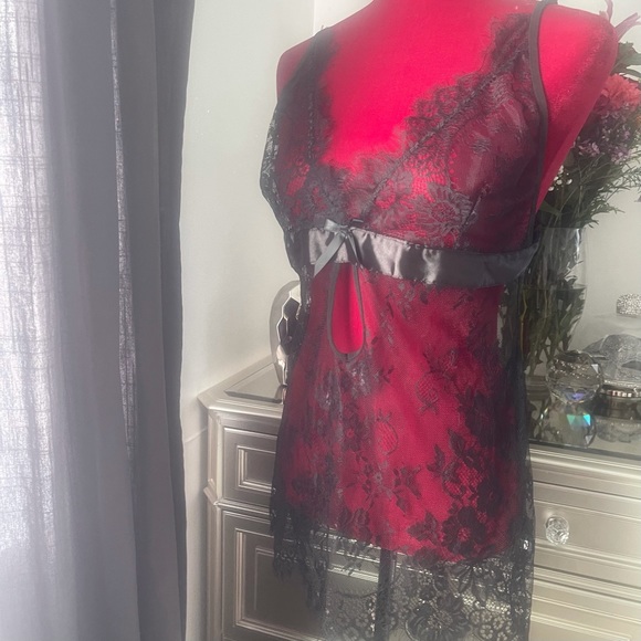 Sz 10/12 Black Lace Eyelash Babydoll & Panty Set - Picture 4 of 10